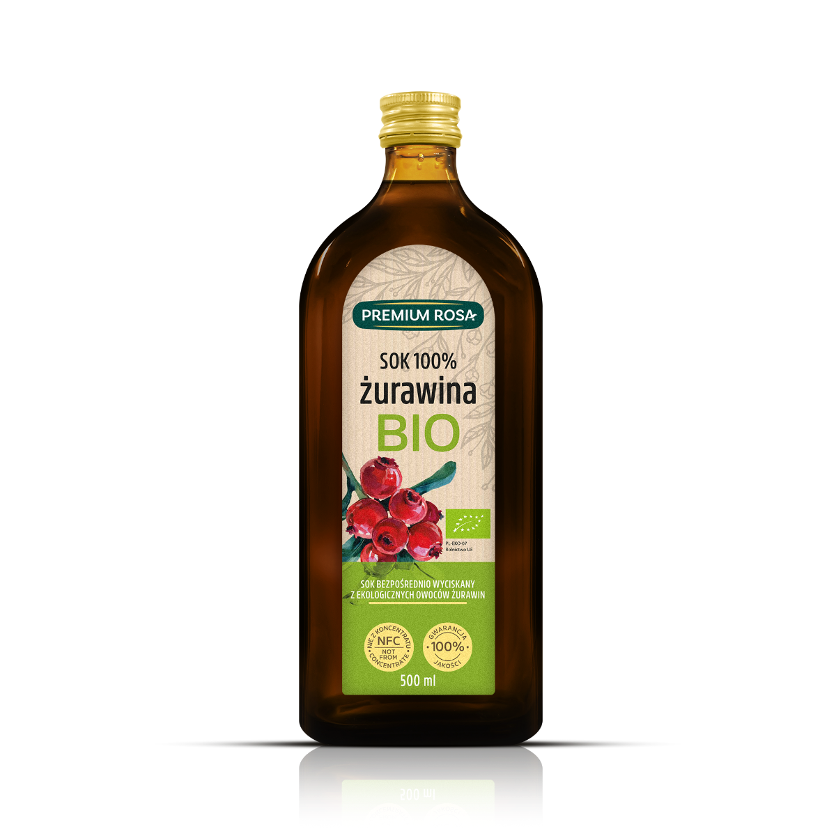 PREMIUM ROSA SOK 100% ŻURAWINA BIO 500ml Sok z żurawiny - NFC BIO 100% - Premium Rosa - Premium Rosa